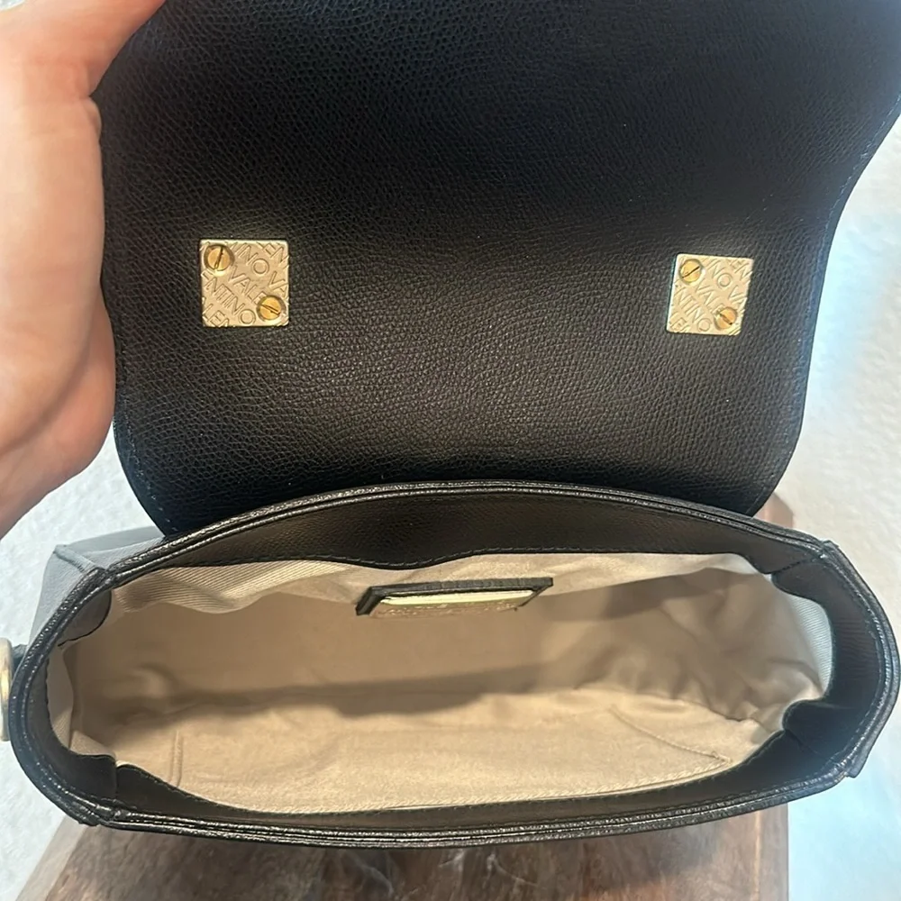 Authentic!Valentino By Mario Valentino Black Arletty Rockstud Leather Saddle New - Picture 9 of 12